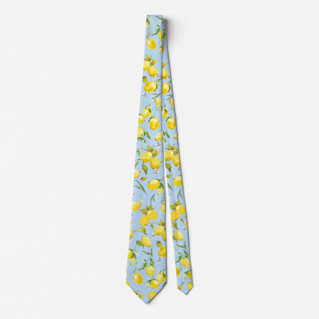 Watercolor lemons 4 neck tie (Front)