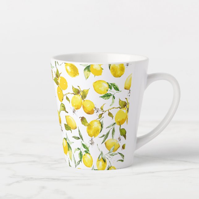 Watercolor lemons 5 latte mug (Right)