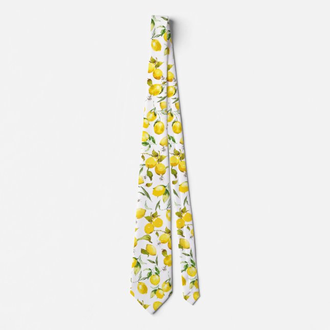 Watercolor lemons 5 neck tie (Front)