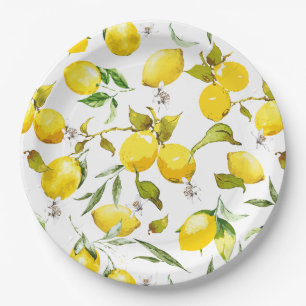 Watercolor lemons 5 paper plates
