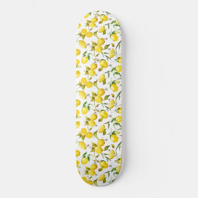 Watercolor lemons 5 skateboard (Front)