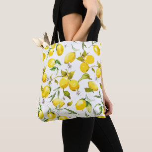 Watercolor lemons 5 tote bag