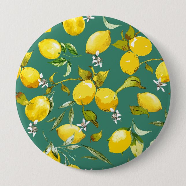 Watercolor lemons 6 button (Front)