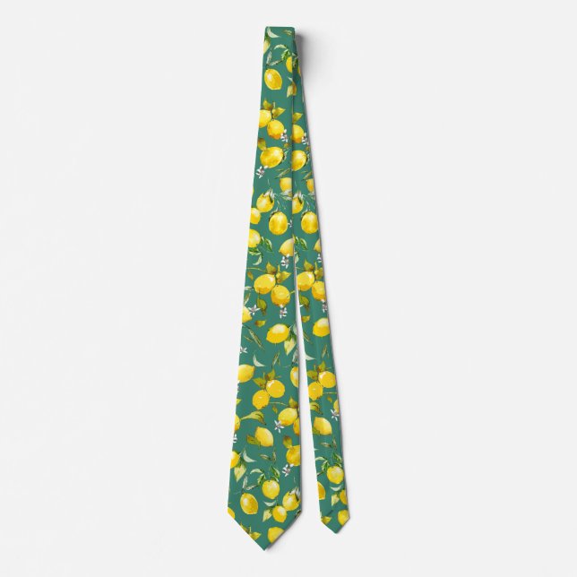 Watercolor lemons 6 neck tie (Front)