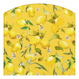 Watercolor lemons 8 door sign