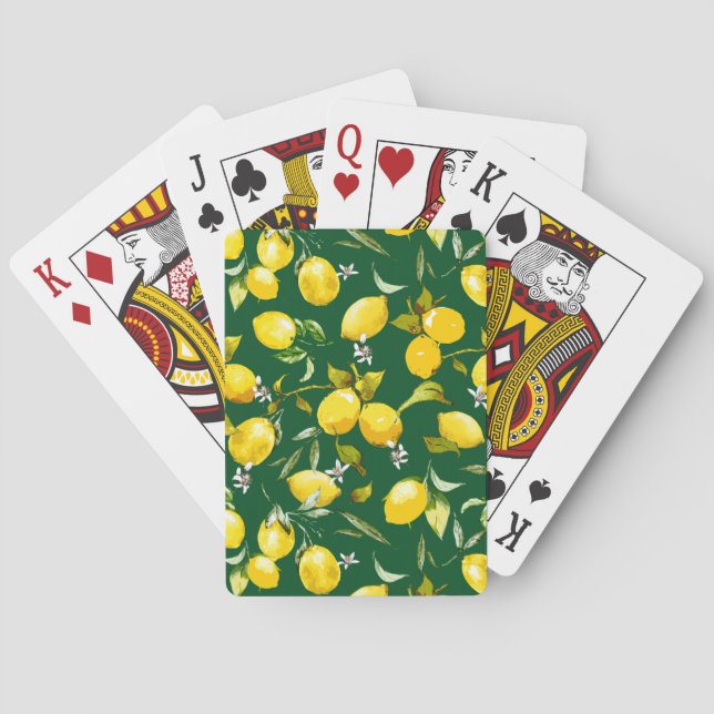 Watercolor lemons 9 poker cards (Back)