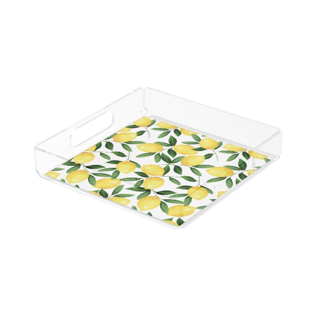 WATERCOLOR LEMONS ACRYLIC TRAY (Angled)