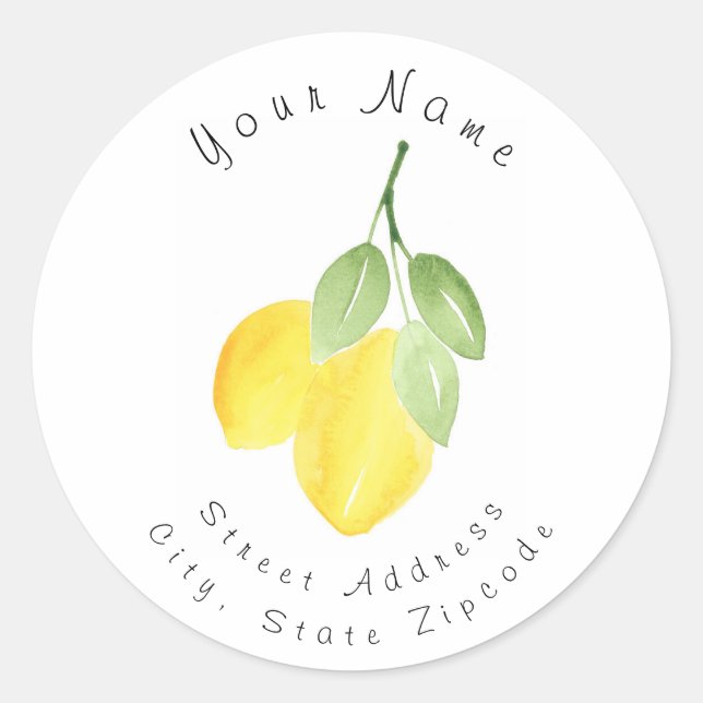 Watercolor Lemons Address Label (Front)