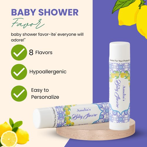 Watercolor Lemons Amalfi Baby Shower Lip Balm