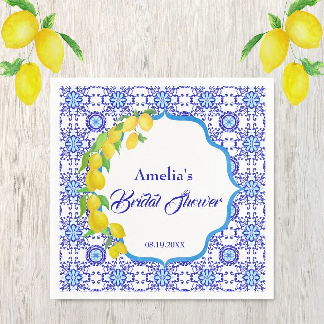 Watercolor Lemons Amalfi Bridal Shower Napkins (Creator Uploaded)