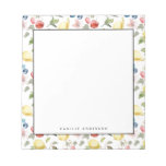 Watercolor Lemons and Berries Pattern Personalized Notepad