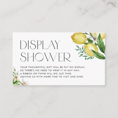 Watercolor Lemons and Blossoms Display Shower Enclosure Card