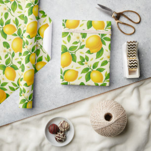 Watercolor Lemons and Blossoms - Fresh Citrus Wrapping Paper