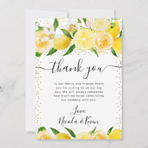 Watercolor Lemons and Flowers Wedding Thank You Card