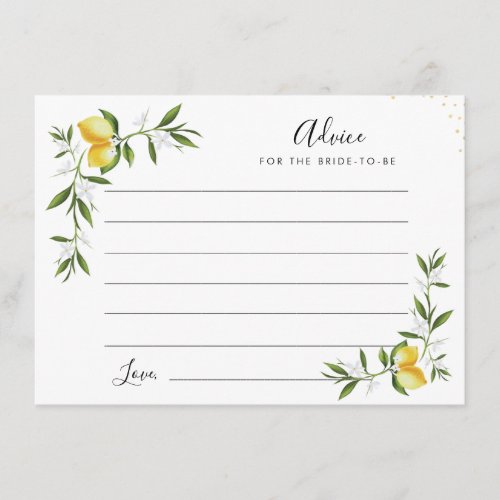 watercolor lemons and greenery advice card