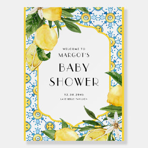 Watercolor Lemons and Moroccan Tile Baby Shower Foam Board