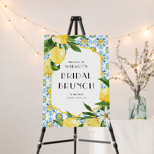 Watercolor Lemons and Moroccan Tile Bridal Brunch Foam Board