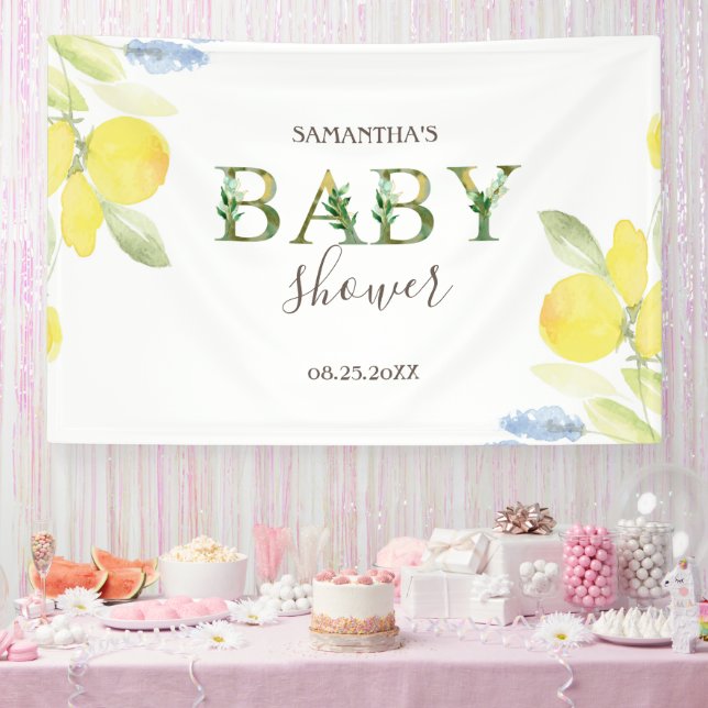 Watercolor Lemons Baby Shower  Banner (Party)