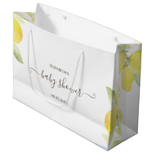 Watercolor Lemons Baby Shower Large Gift Bag