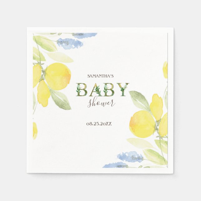 Watercolor Lemons Baby Shower   Napkins (Front)