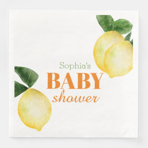 Watercolor Lemons Baby Shower Paper Dinner Napkins