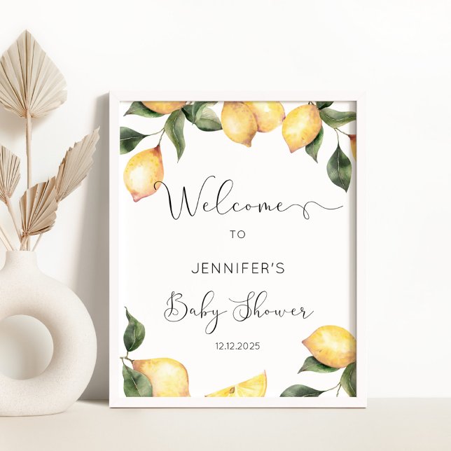 Watercolor lemons baby shower welcome sign (Creator Uploaded)