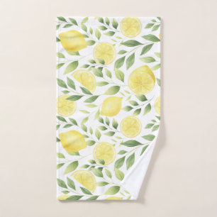 Watercolor Lemons & Barnwood Hand Towel