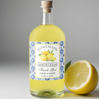 Watercolor Lemons Blue Tile Limoncello
