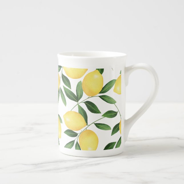 WATERCOLOR LEMONS BONE CHINA MUG (Right)