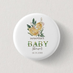 Watercolor Lemons Botanical Baby Shower Button
