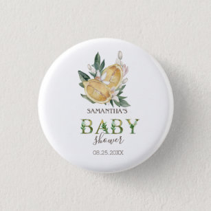 Watercolor Lemons Botanical Baby Shower   Button