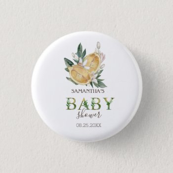 Watercolor Lemons Botanical Baby Shower   Button by Biglibigli at Zazzle