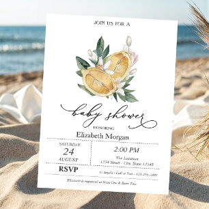 Watercolor Lemons Botanical Baby Shower Invitation