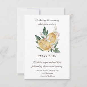 Watercolor Lemons Botanical Dots Wedding Invitation