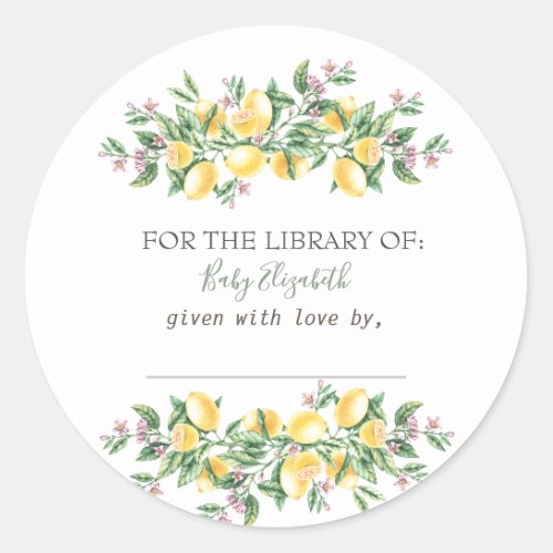 Watercolor Lemons Botanical Flowers Pregnancy  Classic Round Sticker