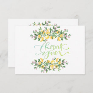 Watercolor Lemons Botanical Flowers Thank You Card