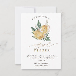Watercolor Lemons Botanical Rehearsal Dinner Invitation