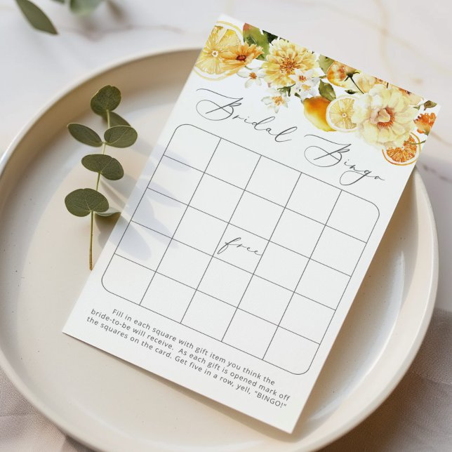 Watercolor lemons bridal shower bingo game (Creator Uploaded)
