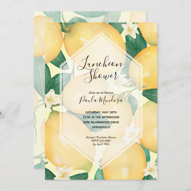 Watercolor Lemons Bridal Shower Invitations Zazzle