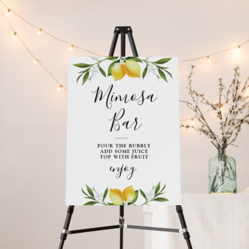 Watercolor lemons bridal shower mimosa bar sign