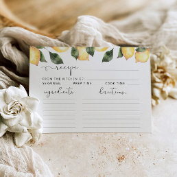 Watercolor lemons bridal shower recipe card