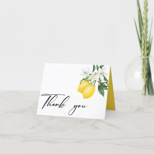 Watercolor Lemons Bridal Shower Thank You Card