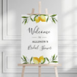 Watercolor lemons bridal shower welcome sign<br><div class="desc">A lovely script design with watercolor lemons and greenery foliage. The text and colors on this sign poster can be edited.</div>