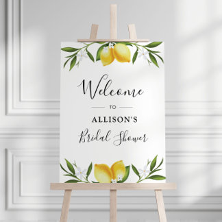 Watercolor lemons bridal shower welcome sign