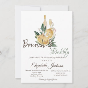Watercolor Lemons Brunch & Bubbly Bridal Shower Invitation