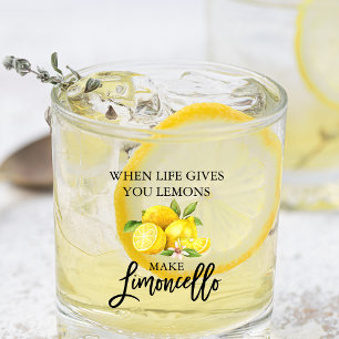 Watercolor Lemons Brush Script Limoncello Glass