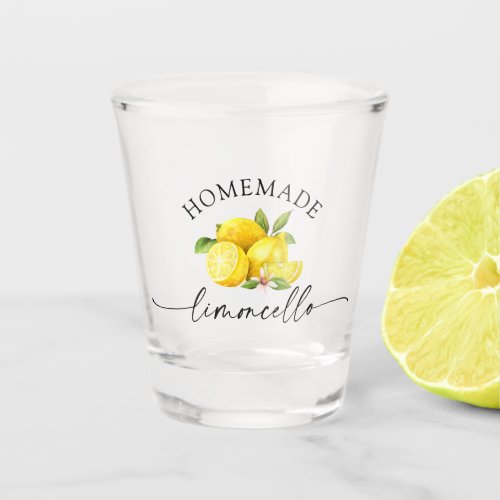 Watercolor Lemons Calligraphy Homemade Limoncello Shot Glass