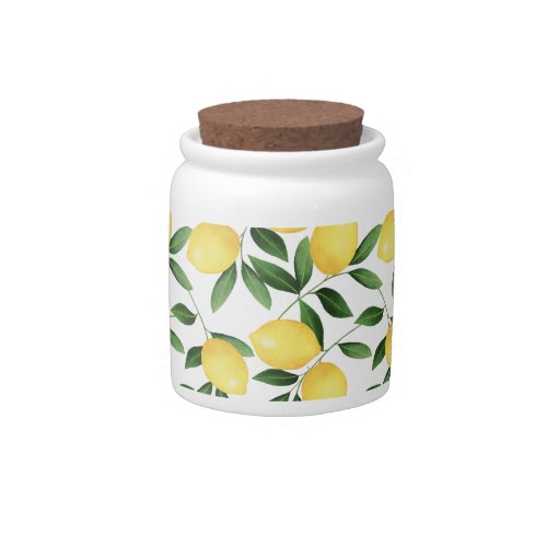 WATERCOLOR LEMONS CANDY JAR