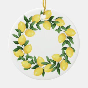 WATERCOLOR LEMONS CERAMIC ORNAMENT