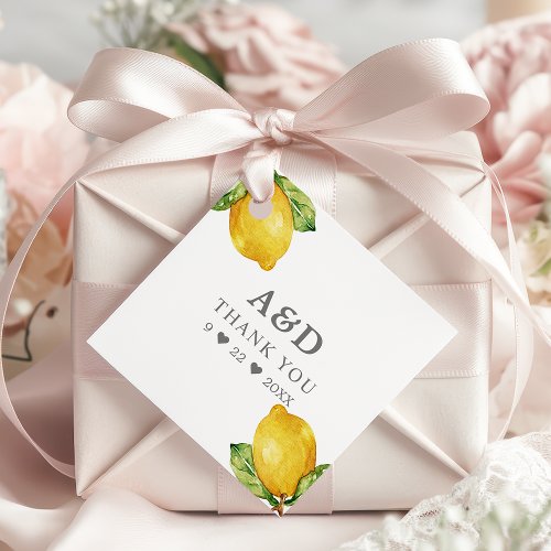 Wedding Favor Tags 15 Watercolor Lemons Citrus Modern Wedding Thank You Favor Tags